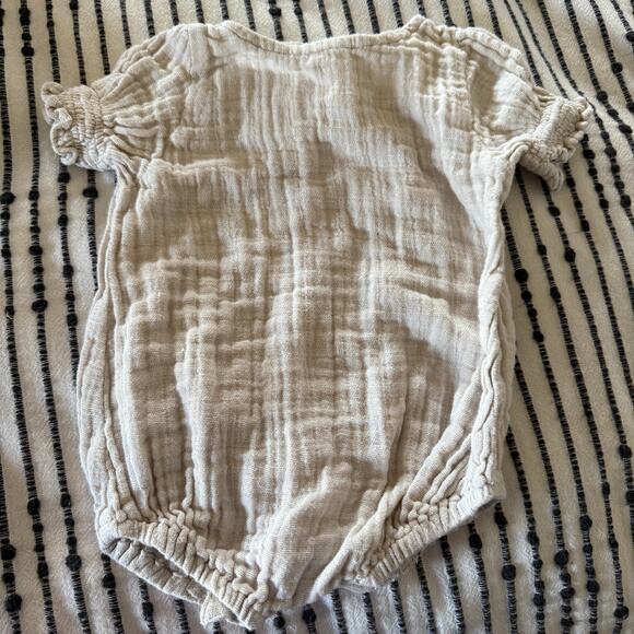 ILLOURA | 100% Cotton Biscuit Short Sleeve Double Gauze Romper 00 / 3-6 Months - Picture 1 of 4